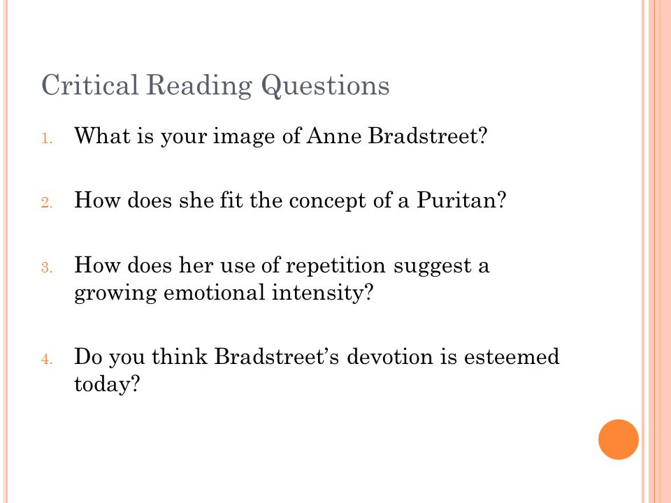 An analysis of the psychology technique used by anne bradstreet